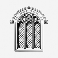 Church window drawing, architecture vintage illustration. Free public domain CC0 image.