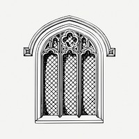 Church window drawing, architecture vintage illustration psd. Free public domain CC0 image.