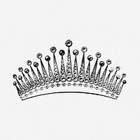 Princess crown drawing, headwear vintage illustration. Free public domain CC0 image.