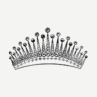 Princess crown drawing, fashion vintage illustration psd. Free public domain CC0 image.