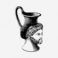 Greek jug head drawing, vintage illustration. Free public domain CC0 image.