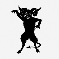 The Devil silhouette drawing, monster, vintage illustration. Free public domain CC0 image.