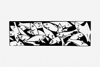 Fish patterned divider drawing, animal vintage illustration. Free public domain CC0 image.