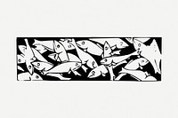 Fish patterned divider drawing, animal vintage illustration psd. Free public domain CC0 image.