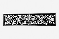 Floral border drawing, divider vintage illustration. Free public domain CC0 image.