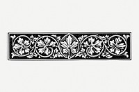 Floral border drawing, divider vintage illustration psd. Free public domain CC0 image.