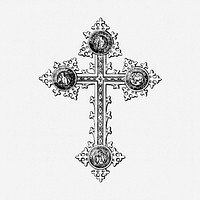 Ethiopian cross drawing, religion, vintage illustration. Free public domain CC0 image.