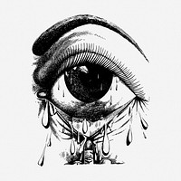 Allergy crying eye drawing, vintage medical illustration. Free public domain CC0 image.