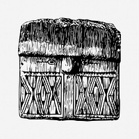 Aweti mask drawing, vintage traditional illustration. Free public domain CC0 image.