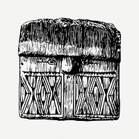 Aweti mask drawing, traditional vintage illustration psd. Free public domain CC0 image.