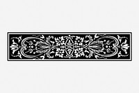 Floral ornament divider, vintage decorative border illustration. Free public domain CC0 image.