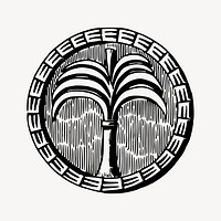 Palm tree badge clipart, vintage decoration illustration vector. Free public domain CC0 image.