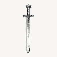 Sword clipart, vintage weapon illustration vector. Free public domain CC0 image.