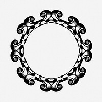 Round mirror frame, vintage illustration. Free public domain CC0 image.