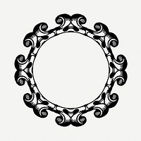 Round mirror frame, vintage illustration psd. Free public domain CC0 image.