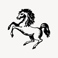 Rearing horse clipart, vintage animal illustration vector. Free public domain CC0 image.