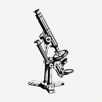 Microscope drawing, laboratory instrument vintage illustration psd. Free public domain CC0 image.