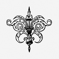 Baroque ornament drawing, vintage illustration. Free public domain CC0 image.