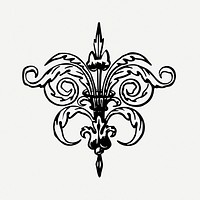 Baroque ornament drawing,  vintage illustration psd. Free public domain CC0 image.