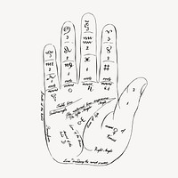 Palmistry hand clipart, vintage fortune-telling illustration vector. Free public domain CC0 image.