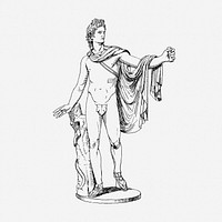Apollo drawing, vintage Olympian deity illustration. Free public domain CC0 image.