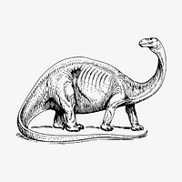 Long neck dinosaur clipart, vintage extinct animal illustration vector. Free public domain CC0 image.