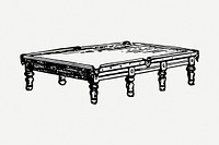 Snooker table drawing, sport vintage illustration psd. Free public domain CC0 image.