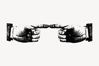 Fingers pointing each other clipart, vintage self-reflection illustration vector. 