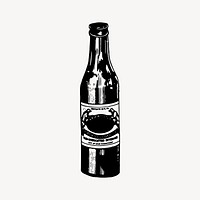 Beer bottle clipart, vintage alcoholic drink illustration vector. Free public domain CC0 image.