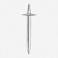 Sword drawing, vintage weapon illustration. Free public domain CC0 image.