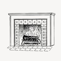 Fireplace clipart, vintage interior illustration vector. Free public domain CC0 image.