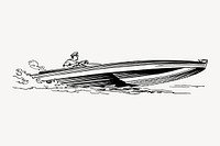 Speedboat clipart, vintage vehicle illustration vector. Free public domain CC0 image.