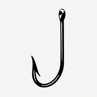 Fishing hook drawing, object vintage illustration psd. Free public domain CC0 image.