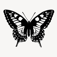 Butterfly silhouette clipart, vintage insect illustration vector. Free public domain CC0 image.