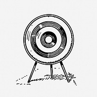 Archery target drawing, vintage object illustration. Free public domain CC0 image.