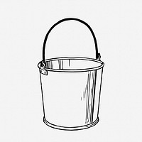 Bucket drawing, vintage object illustration. Free public domain CC0 image.