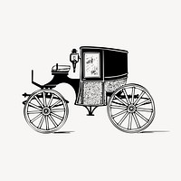 Brougham carriage clipart, vintage transportation illustration vector. Free public domain CC0 image.