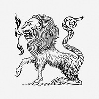 Chimera drawing, vintage mythical creature illustration. Free public domain CC0 image.