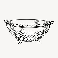 Colander clipart, vintage kitchen utensil illustration vector. Free public domain CC0 image.
