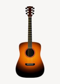 Acoustic guitar clip art, object illustration. Free public domain CC0 image.