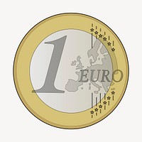 1 Euro coin clipart, illustration vector. Free public domain CC0 image.