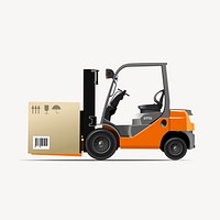 Loaded forklift clipart, collage element illustration psd. Free public domain CC0 image.