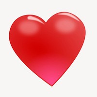 Shiny red heart clip art color illustration. Free public domain CC0 image.