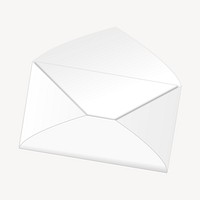 White envelope clip art, object illustration. Free public domain CC0 image.