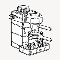 Espresso maker drawing, collage element psd. Free public domain CC0 image.