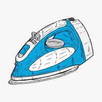 Clothes iron color drawing illustration. Free public domain CC0 image.