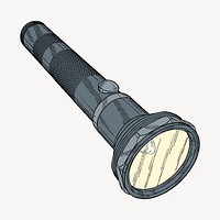 Flashlight torch clipart, color drawing psd. Free public domain CC0 image.