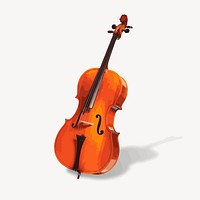 Cello music instrument clip art, object illustration. Free public domain CC0 image.