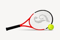 Tennis racket & ball clipart, illustration vector. Free public domain CC0 image.