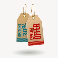 Sale shopping tags clipart, collage element illustration psd. Free public domain CC0 image.